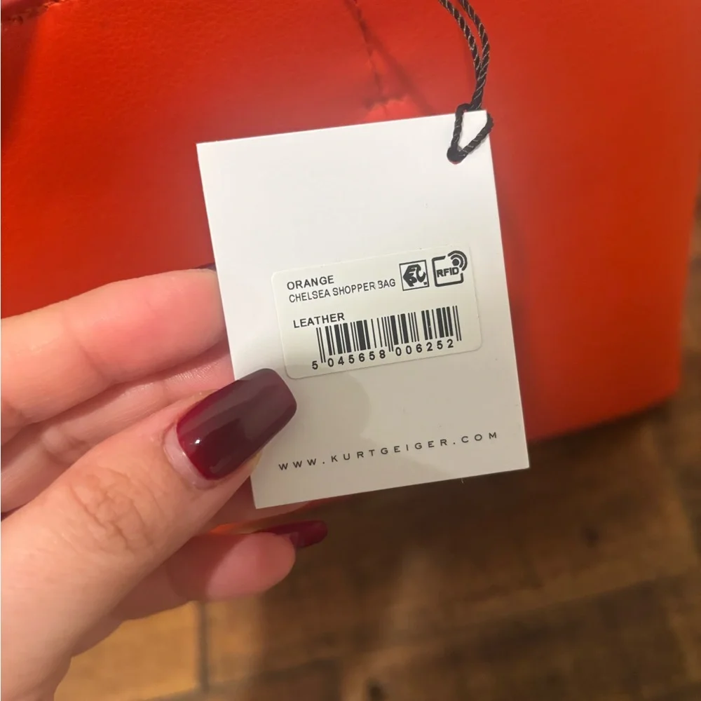 Kurt Geiger Vibrant Orange Tote with Matching Pouch - Picture 12 of 12